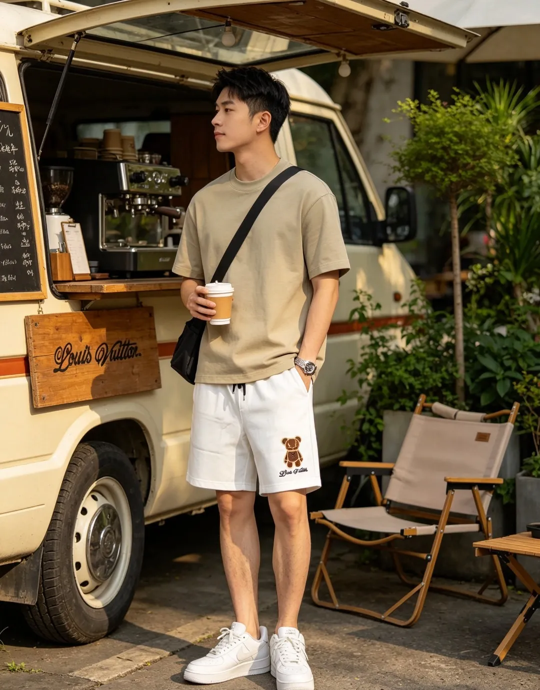 Louis Vuitton/Louis Vuitton 26ss towel patch bear shorts